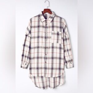 Plaid High-Low Shacket with Slit